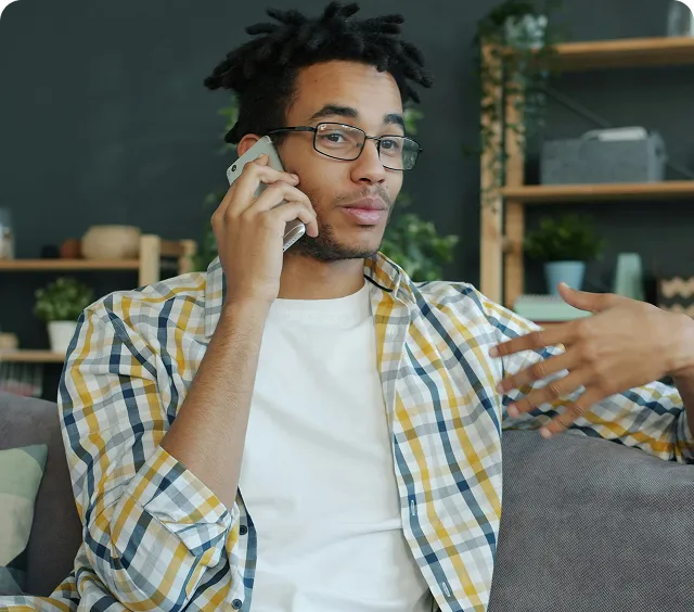 Person on a support call from the comfort of home
